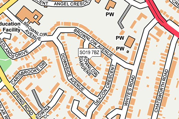 SO19 7BZ map - OS OpenMap – Local (Ordnance Survey)