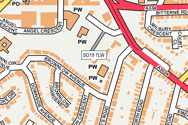 SO19 7LW map - OS OpenMap – Local (Ordnance Survey)