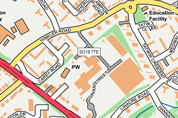 SO19 7TE map - OS OpenMap – Local (Ordnance Survey)