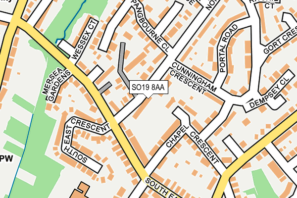 SO19 8AA map - OS OpenMap – Local (Ordnance Survey)