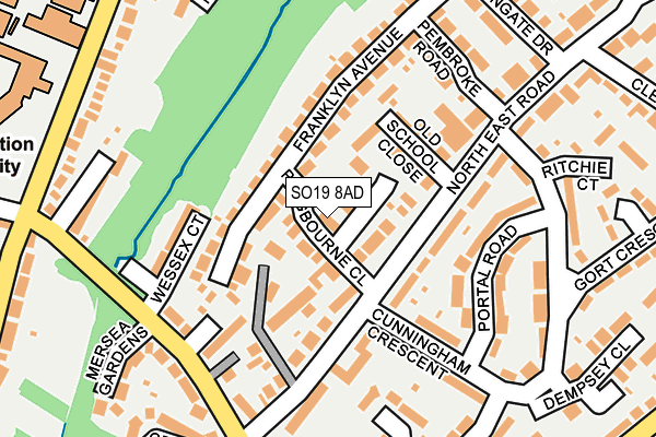SO19 8AD map - OS OpenMap – Local (Ordnance Survey)