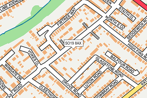 SO19 8AX map - OS OpenMap – Local (Ordnance Survey)