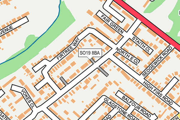 SO19 8BA map - OS OpenMap – Local (Ordnance Survey)