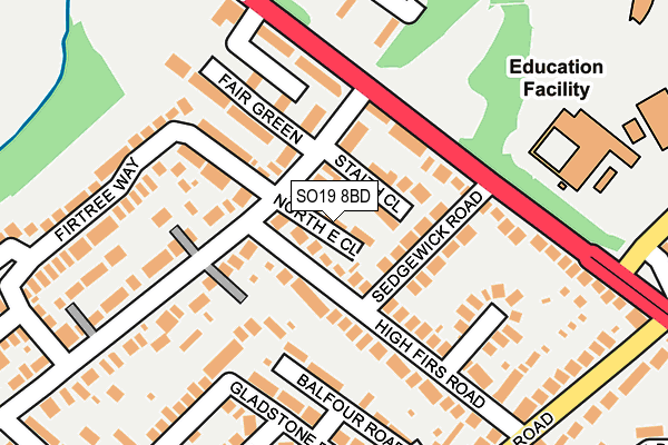 SO19 8BD map - OS OpenMap – Local (Ordnance Survey)