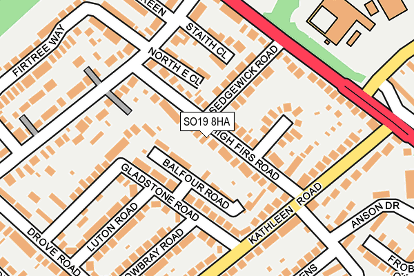 SO19 8HA map - OS OpenMap – Local (Ordnance Survey)
