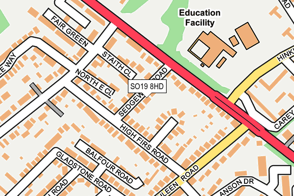 SO19 8HD map - OS OpenMap – Local (Ordnance Survey)