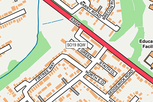 SO19 8QW map - OS OpenMap – Local (Ordnance Survey)
