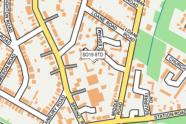 SO19 8TD map - OS OpenMap – Local (Ordnance Survey)