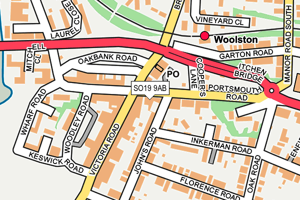 SO19 9AB map - OS OpenMap – Local (Ordnance Survey)