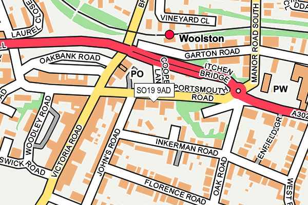 SO19 9AD map - OS OpenMap – Local (Ordnance Survey)