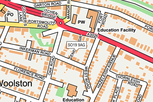 SO19 9AG map - OS OpenMap – Local (Ordnance Survey)