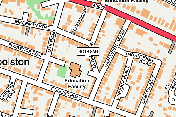 SO19 9AH map - OS OpenMap – Local (Ordnance Survey)