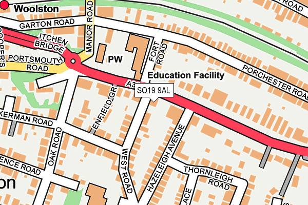 SO19 9AL map - OS OpenMap – Local (Ordnance Survey)