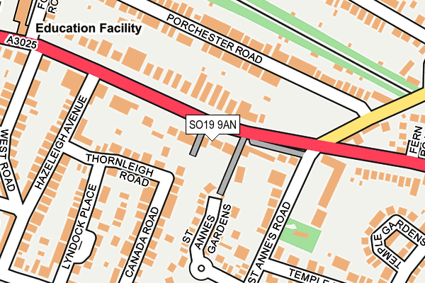 SO19 9AN map - OS OpenMap – Local (Ordnance Survey)