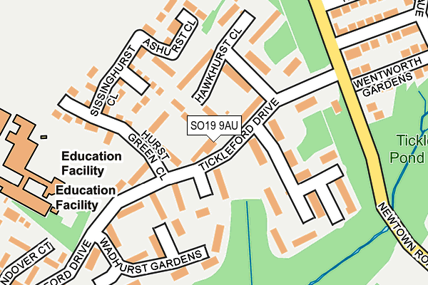 SO19 9AU map - OS OpenMap – Local (Ordnance Survey)