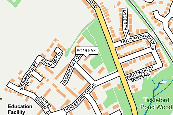 SO19 9AX map - OS OpenMap – Local (Ordnance Survey)