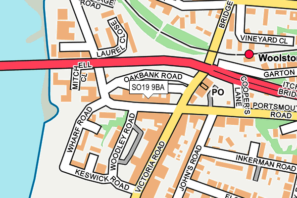 SO19 9BA map - OS OpenMap – Local (Ordnance Survey)