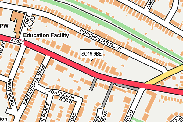 SO19 9BE map - OS OpenMap – Local (Ordnance Survey)