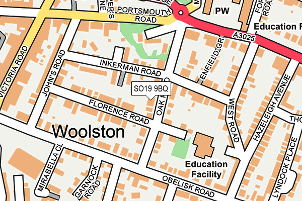 SO19 9BQ map - OS OpenMap – Local (Ordnance Survey)