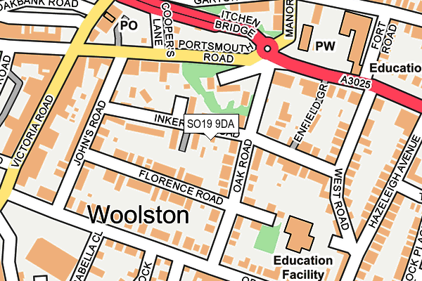 SO19 9DA map - OS OpenMap – Local (Ordnance Survey)