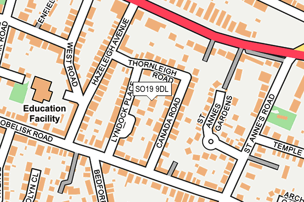 SO19 9DL map - OS OpenMap – Local (Ordnance Survey)