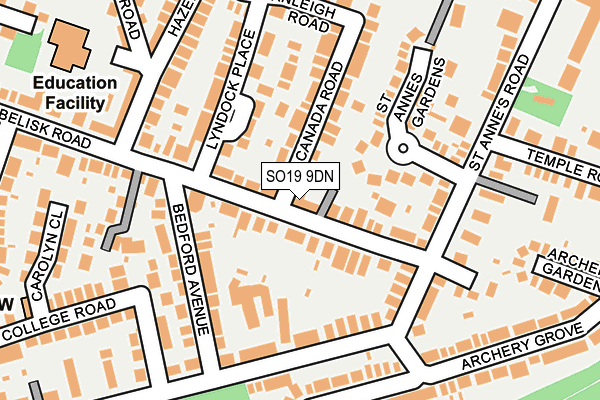 SO19 9DN map - OS OpenMap – Local (Ordnance Survey)