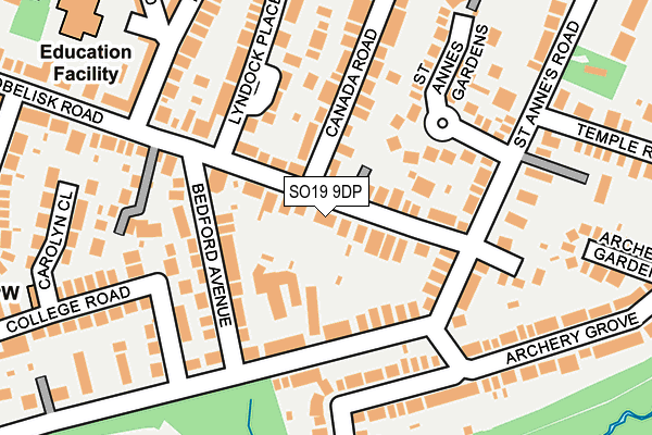 SO19 9DP map - OS OpenMap – Local (Ordnance Survey)