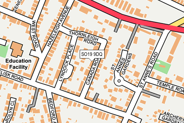 SO19 9DQ map - OS OpenMap – Local (Ordnance Survey)