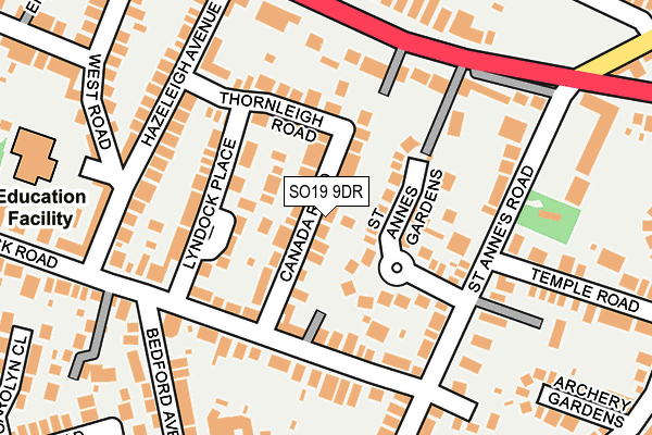 SO19 9DR map - OS OpenMap – Local (Ordnance Survey)
