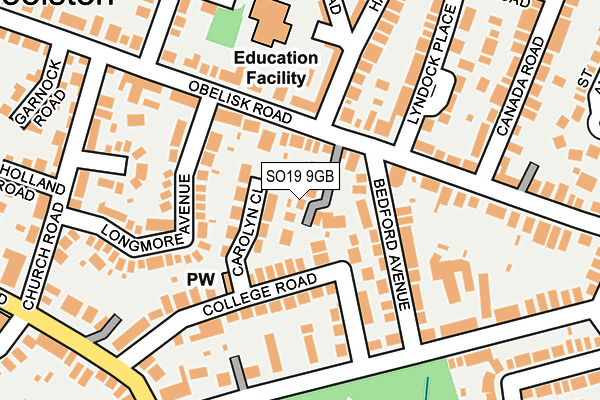 SO19 9GB map - OS OpenMap – Local (Ordnance Survey)