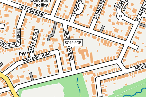 SO19 9GF map - OS OpenMap – Local (Ordnance Survey)