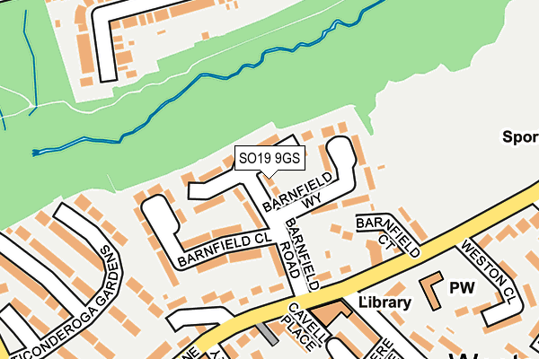 SO19 9GS map - OS OpenMap – Local (Ordnance Survey)