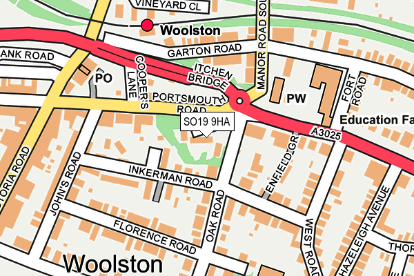 SO19 9HA map - OS OpenMap – Local (Ordnance Survey)