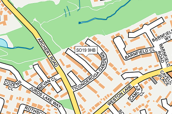 SO19 9HB map - OS OpenMap – Local (Ordnance Survey)