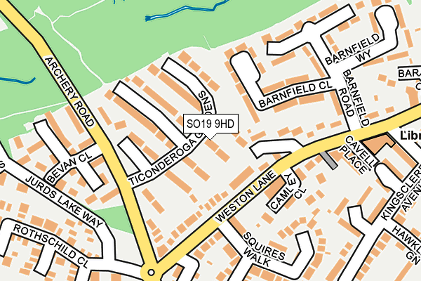 SO19 9HD map - OS OpenMap – Local (Ordnance Survey)