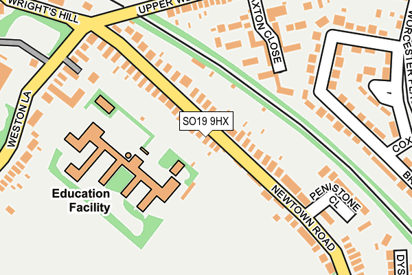 SO19 9HX map - OS OpenMap – Local (Ordnance Survey)