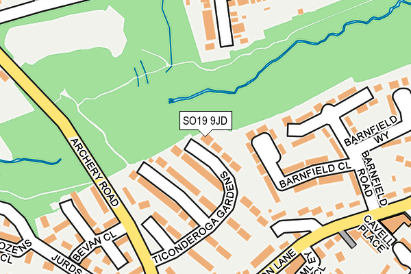 SO19 9JD map - OS OpenMap – Local (Ordnance Survey)