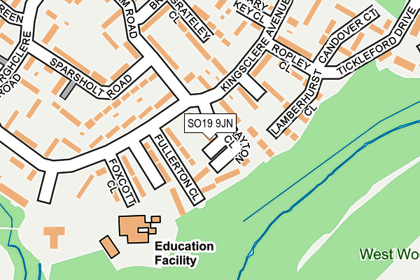 SO19 9JN map - OS OpenMap – Local (Ordnance Survey)