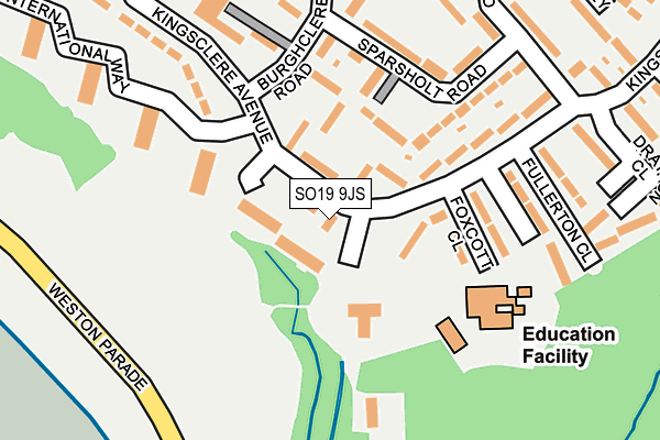 SO19 9JS map - OS OpenMap – Local (Ordnance Survey)