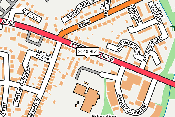 SO19 9LZ map - OS OpenMap – Local (Ordnance Survey)