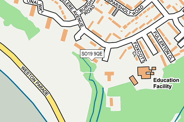 SO19 9QE map - OS OpenMap – Local (Ordnance Survey)