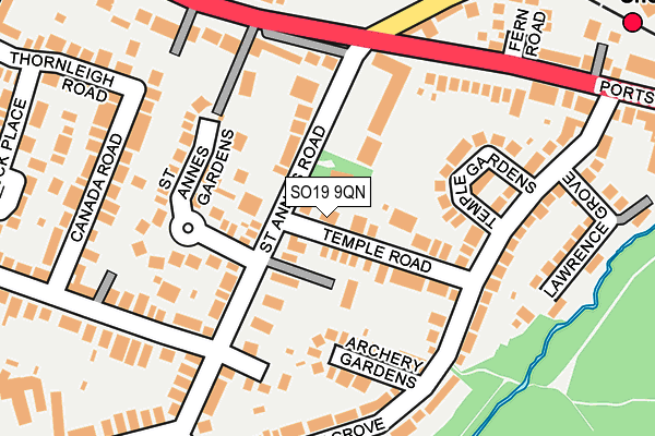 SO19 9QN map - OS OpenMap – Local (Ordnance Survey)