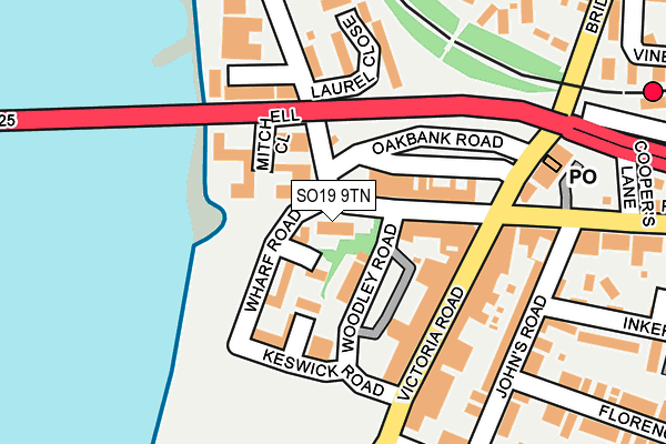 SO19 9TN map - OS OpenMap – Local (Ordnance Survey)