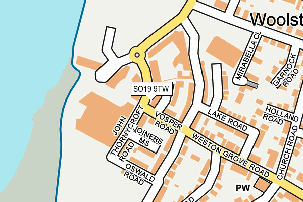 SO19 9TW map - OS OpenMap – Local (Ordnance Survey)