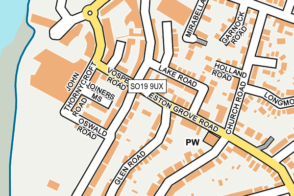 SO19 9UX map - OS OpenMap – Local (Ordnance Survey)