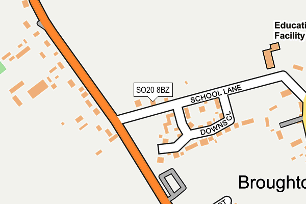 SO20 8BZ map - OS OpenMap – Local (Ordnance Survey)