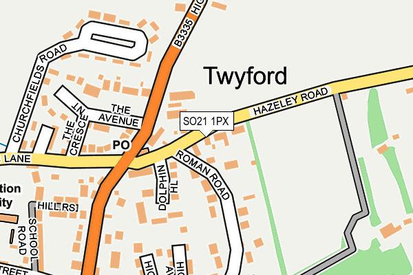 SO21 1PX map - OS OpenMap – Local (Ordnance Survey)