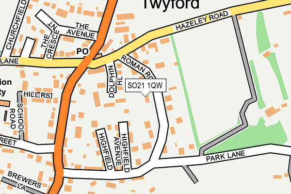 SO21 1QW map - OS OpenMap – Local (Ordnance Survey)