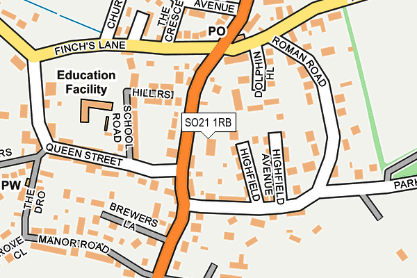 SO21 1RB map - OS OpenMap – Local (Ordnance Survey)