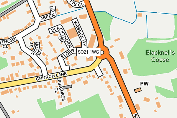 SO21 1WG map - OS OpenMap – Local (Ordnance Survey)